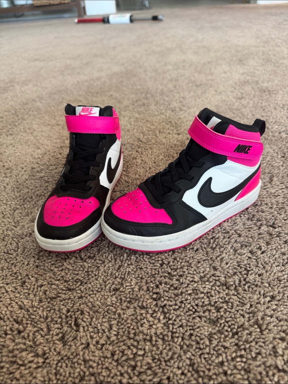 Nike High-Top Sneakers in Pink, Black & White